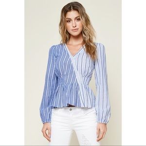 Mixed Blue & White Stripe Top